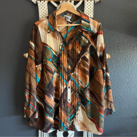 Vintage Catherine’s Button down Blouse Western Boho Size 14/16 - Picture 1 of 6